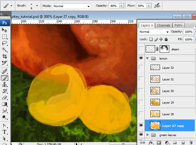 Awesome digital Roasted Thanksgiving turkey illustration in Photoshop